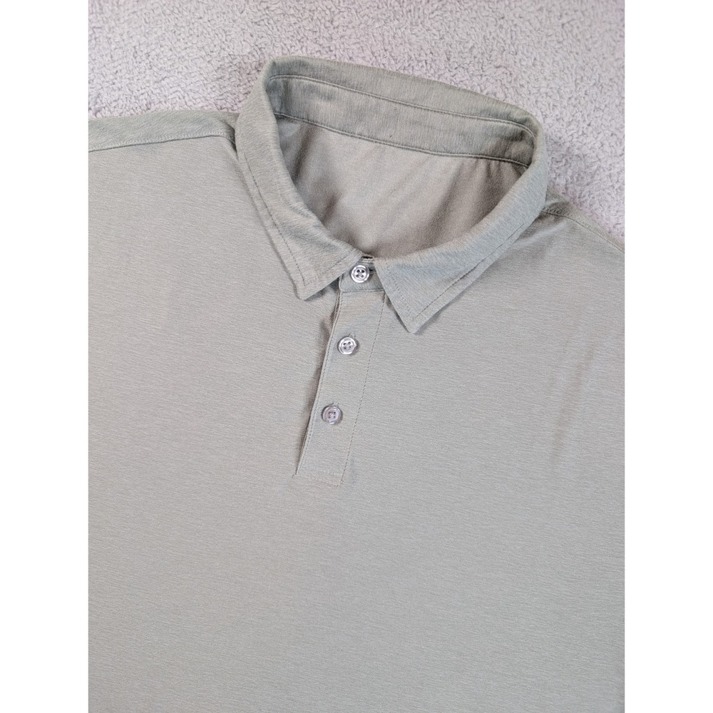 Vuori Strato Tech Polo Mens Large Sage Green Heather Performance Short Sleeve T
